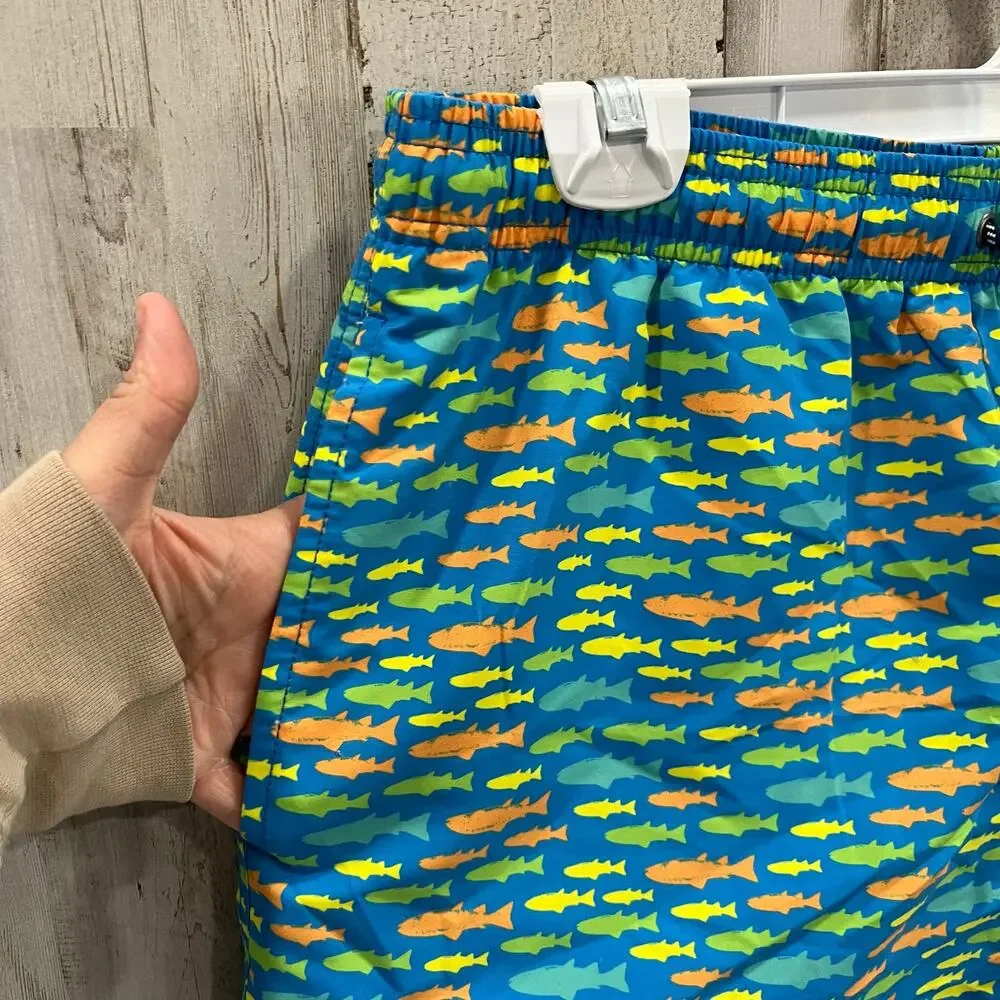 Castaway Nantucket Tog Fish Print Swim Trunks Lined Mens Size Large Preppy